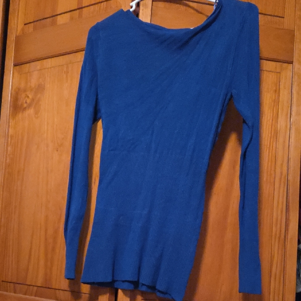 Chaps Navy Ruched V-Neck Top - Picture 4 of 4